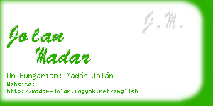 jolan madar business card